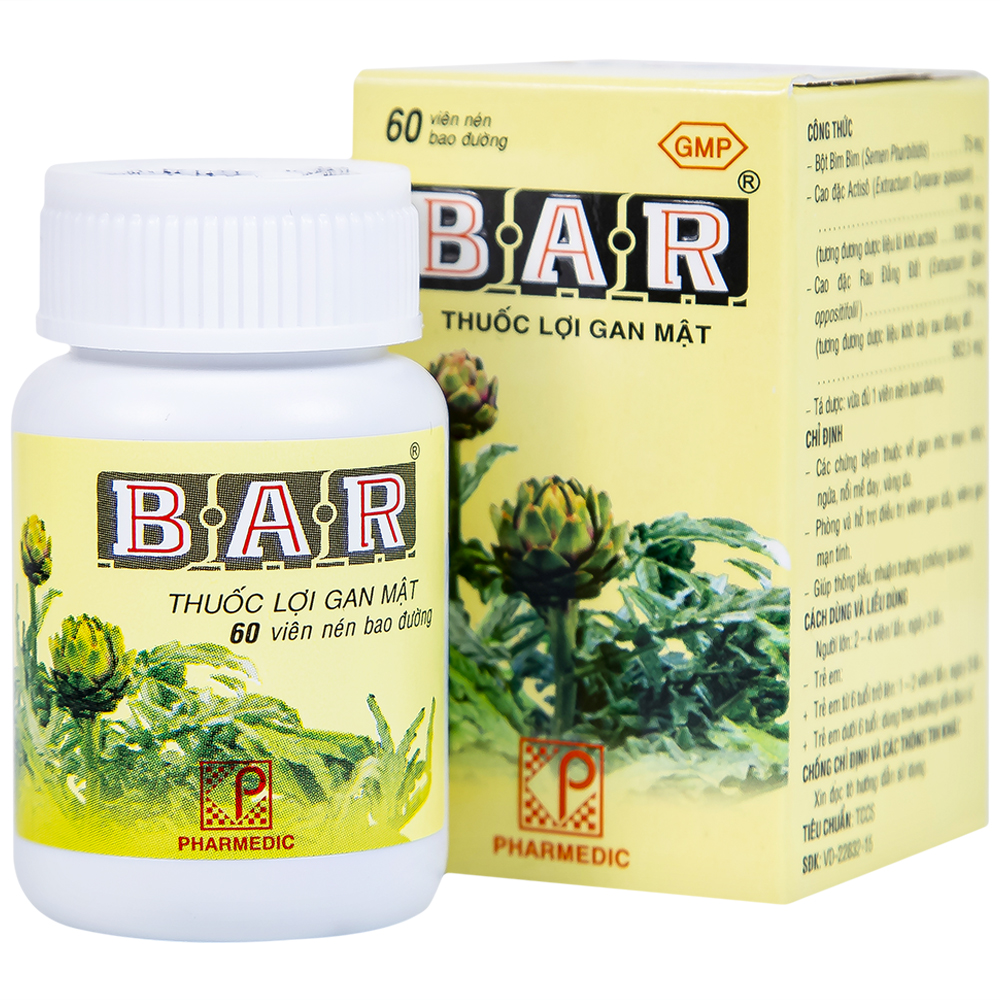 Thuốc BAR hỗ trợ các bệnh lý về gan, mật, nhuận trường (Chai 60 viên)
