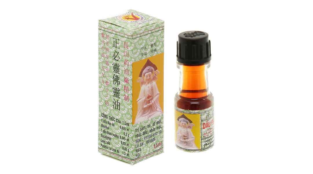 Dầu phật Linh trị cảm cúm, sổ mũi, nghẹt mũi, chóng mặt, say tàu xe (chai 1.5ml)