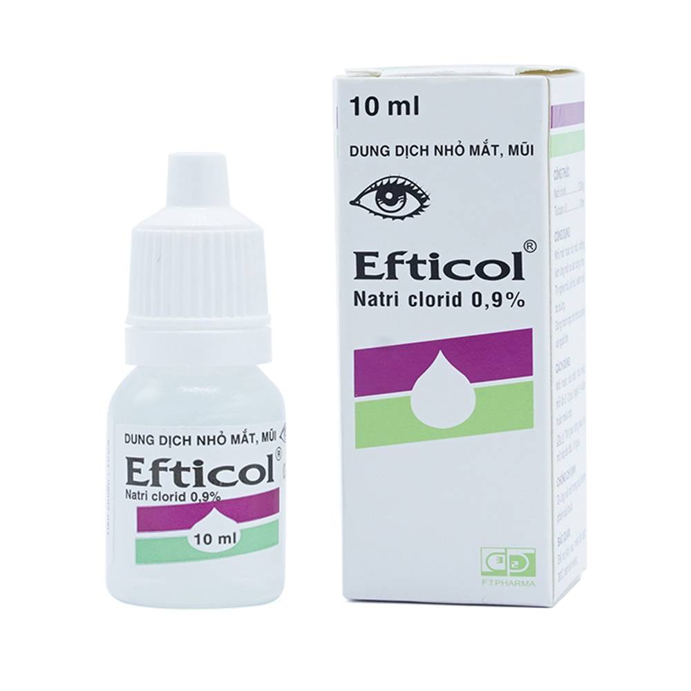 Thuốc nhỏ mắt, mũi Nước muối Efticol 0.9% khô mắt, rửa mắt, vệ sinh mũi (chai 10ml)
