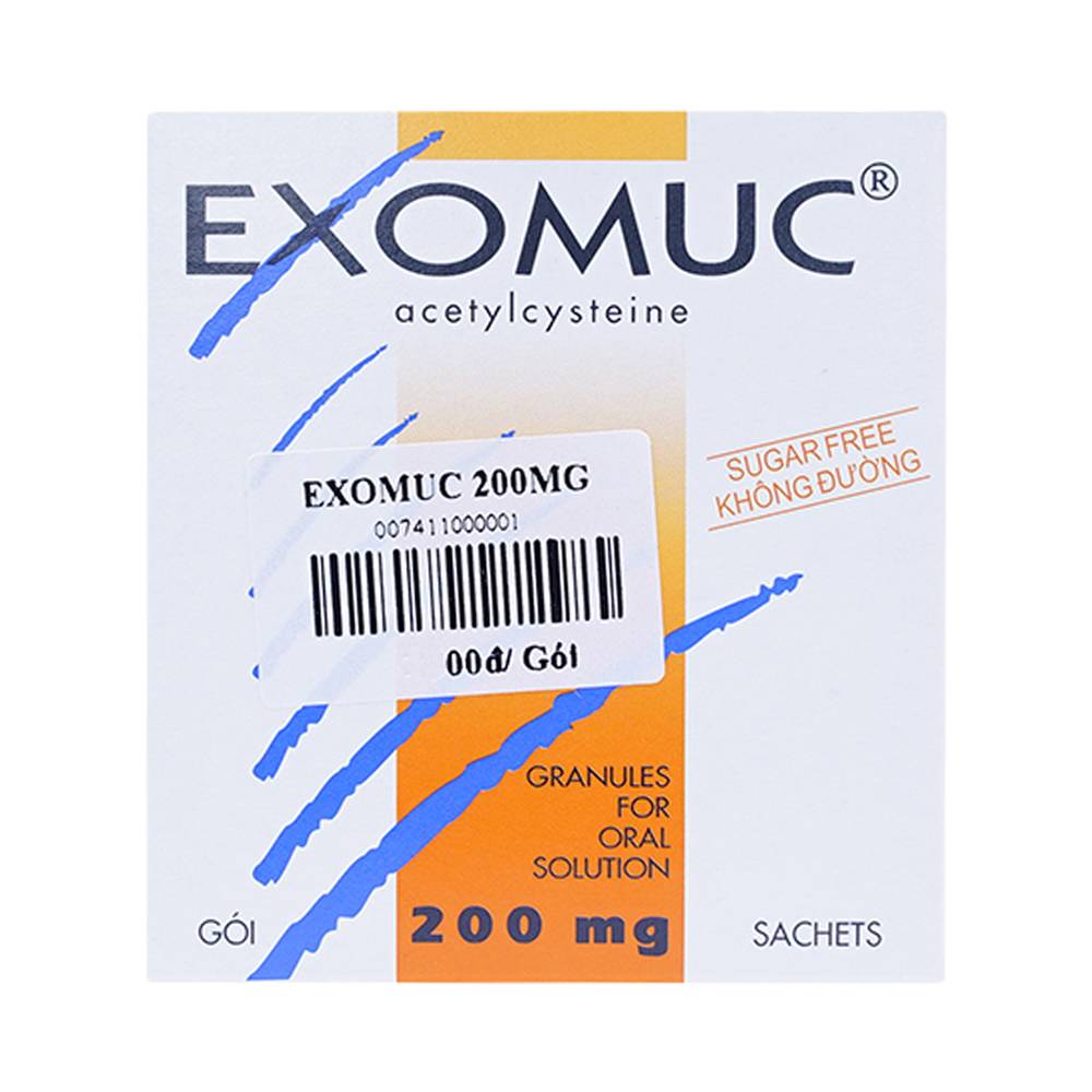 Cốm Exomuc 200mg điều trị rối loạn chất tiết phế quản (30 gói x 1g)