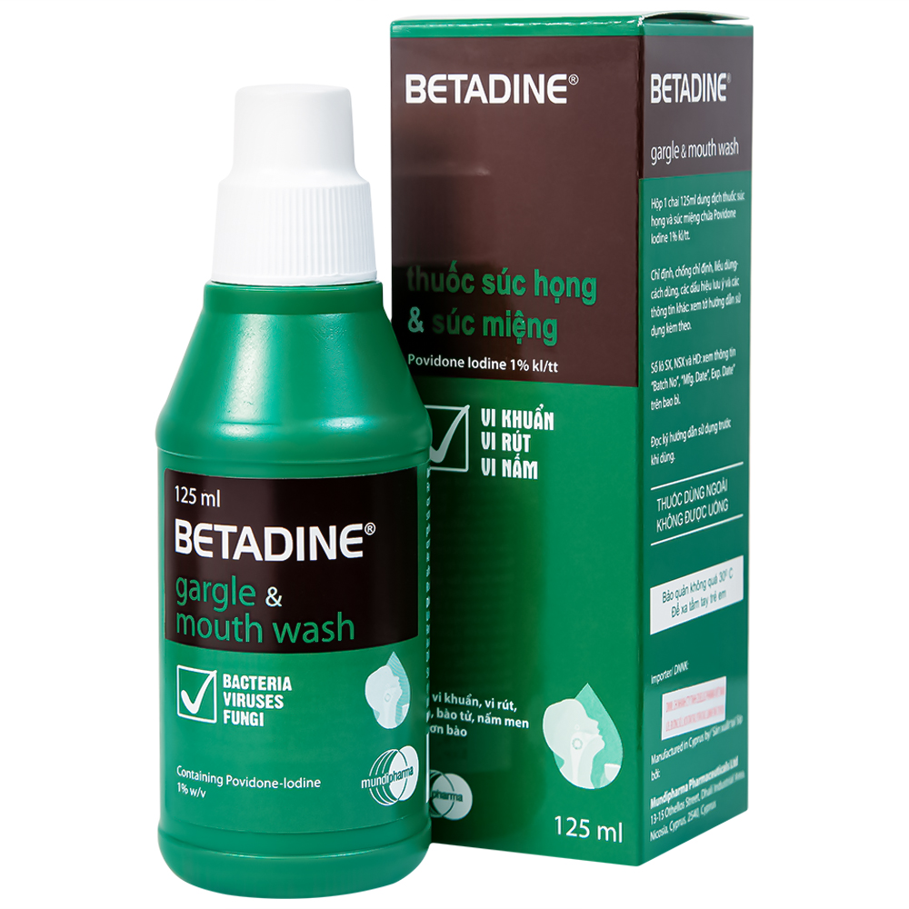 Thuốc súc họng, súc miệng Betadine Gargle and Mouthwash (Chai 125ml)