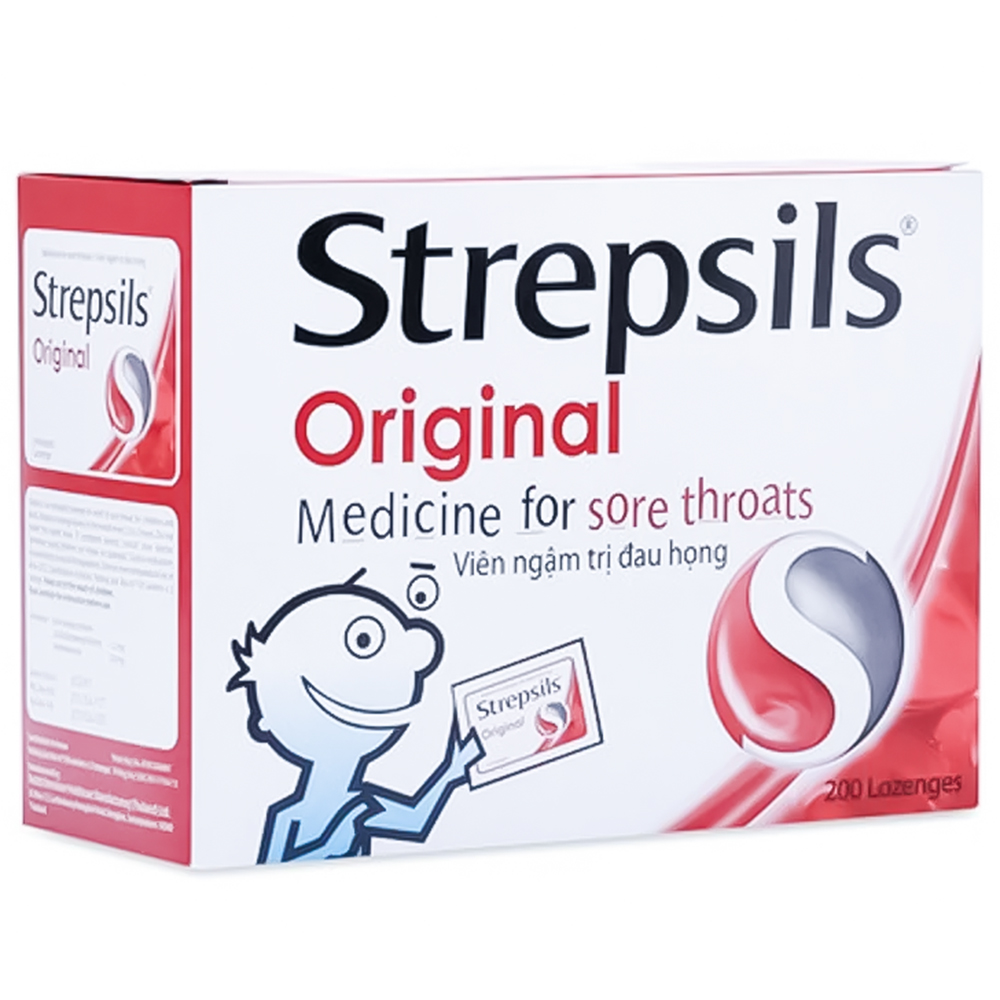 Viên ngậm Strepsils Original goi (mau do) trị đau họng (100 gói x 2 viên)