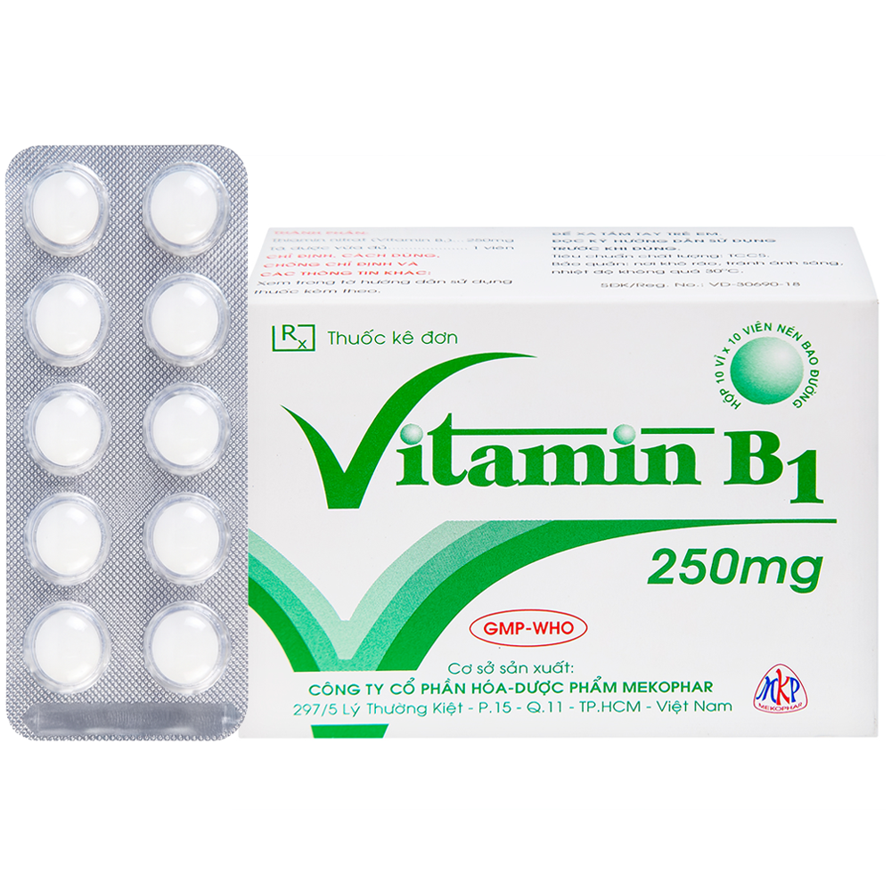 Thuốc Vitamin B1 250mg điều trị tê phù và viêm dây thần kinh (10 vỉ x 10 viên)