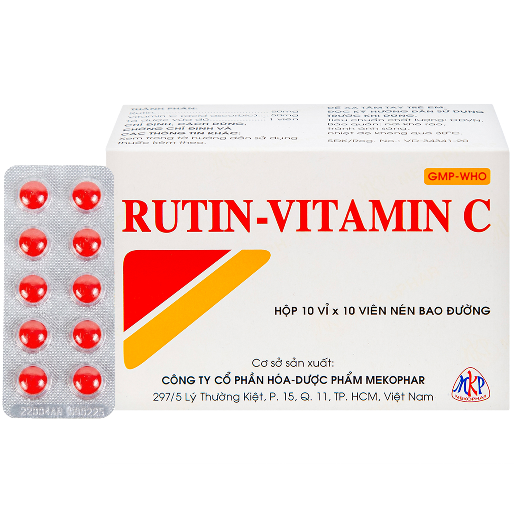 Thuốc Rutin-vitamin C (hộp 100 viên) điều trị xơ cứng mạch, chảy máu