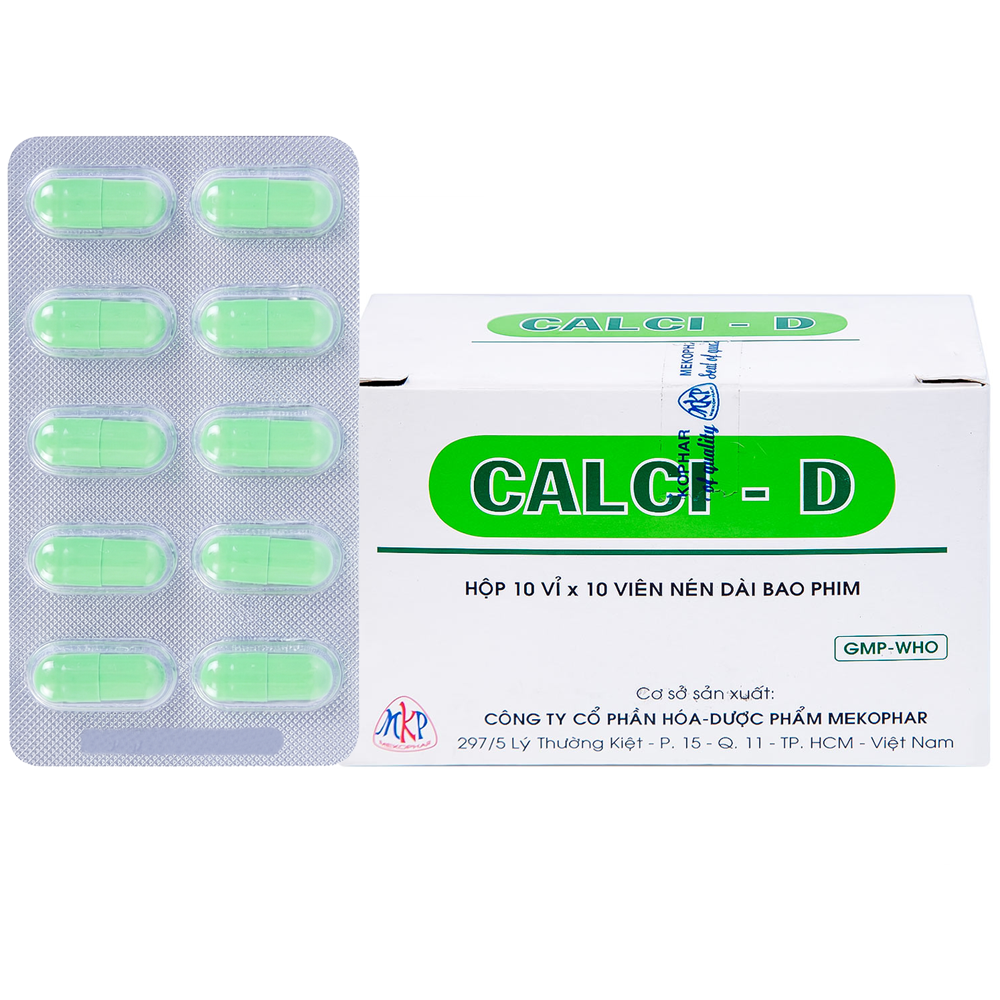 Thuốc Calci D bổ sung calci và D3 phòng ngừa còi xương, loãng xương (10 vỉ x 10 viên)