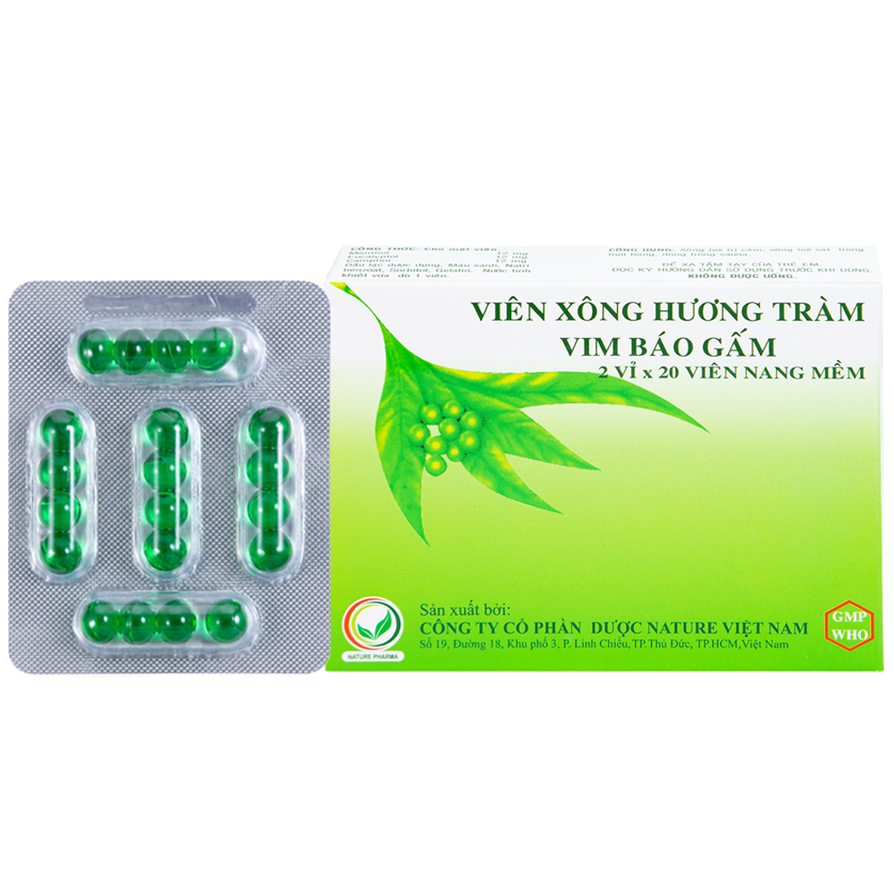 Viên Xông Hương Tràm Vim Báo Gấm viên xông giải cảm, sát trùng (2 vỉ x 20)