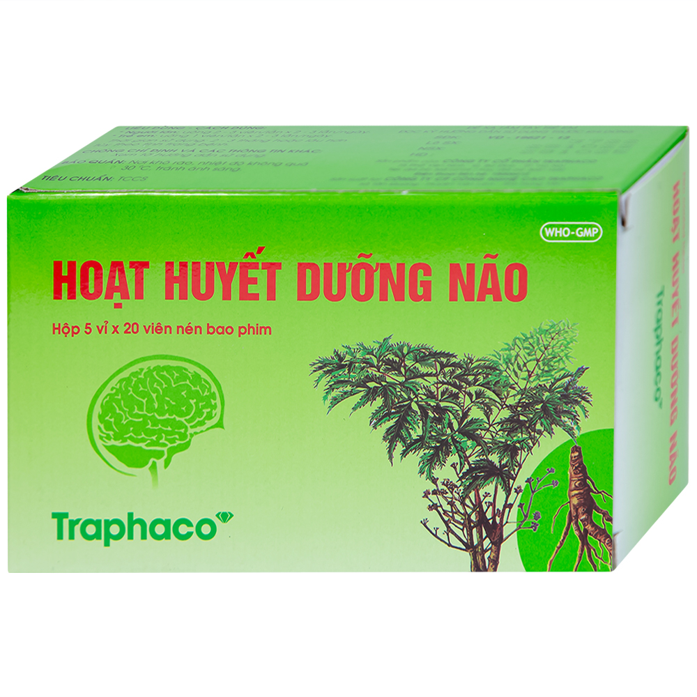 Hoạt Huyết Dưỡng Não bao phim Traphaco trị suy giảm trí nhớ (5 vỉ x 20 viên)