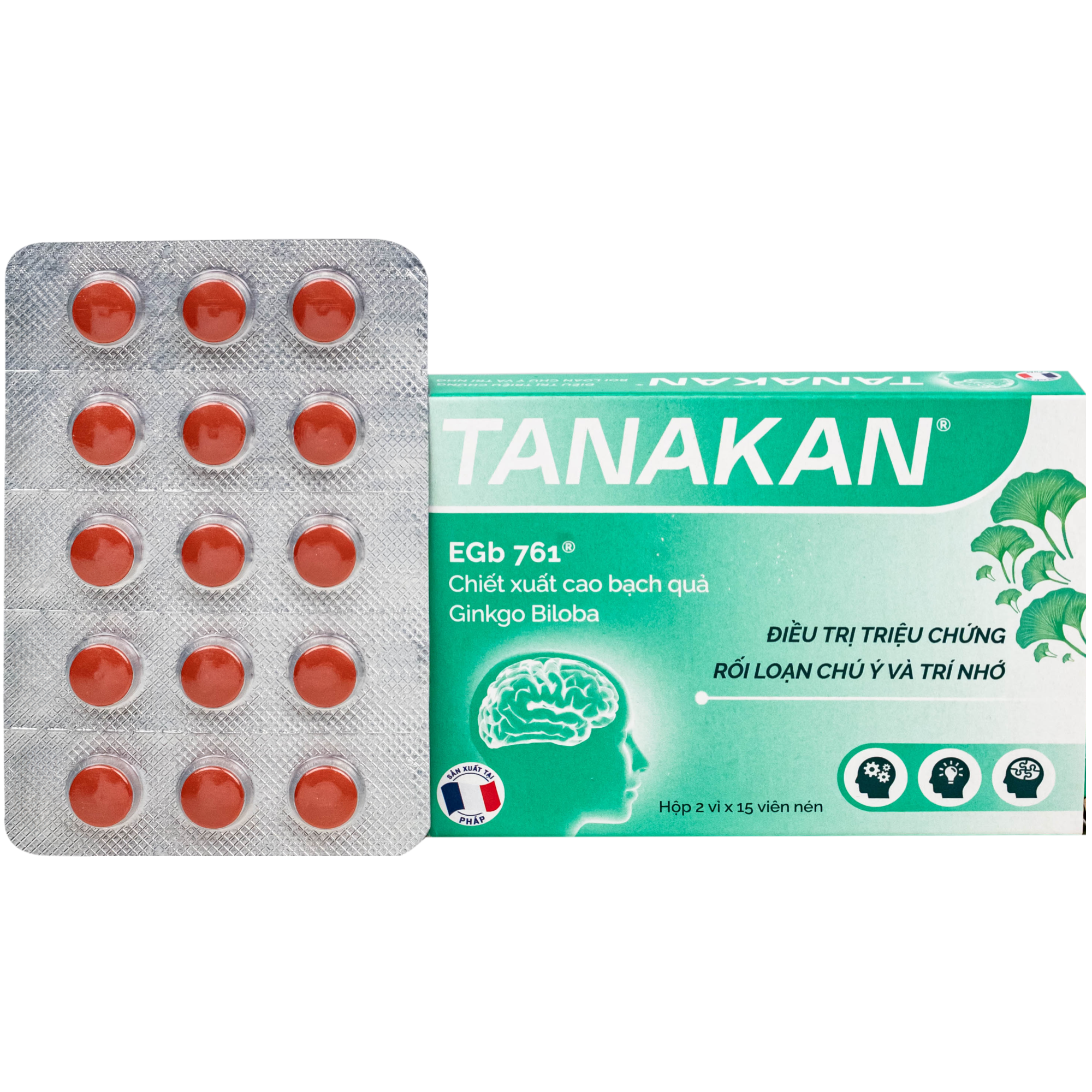 Tanakan 40mg của Pháp trị rối loạn nhận thức (2 vỉ x 15 viên)