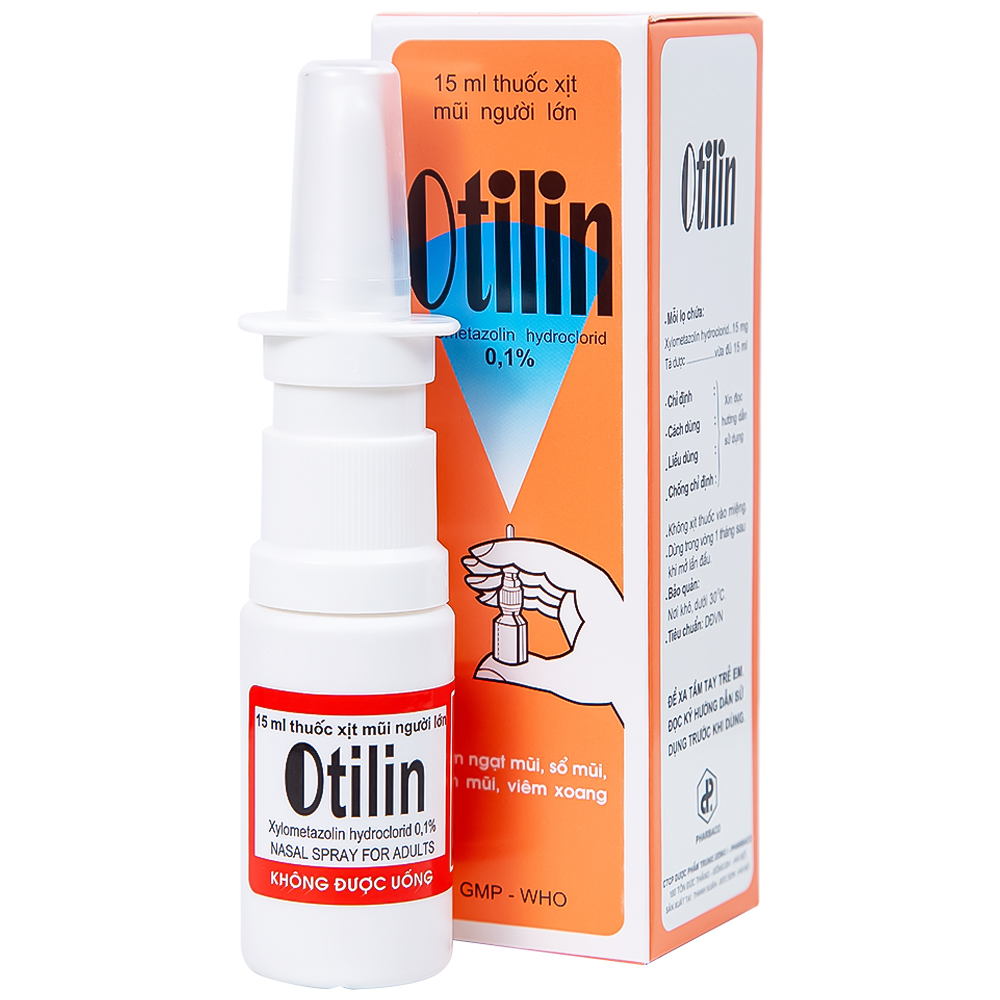 Thuốc xịt mũi Otilin 0.1% (chai 1.15ml) giúp giảm sung huyết mũi, nghẹt mũi