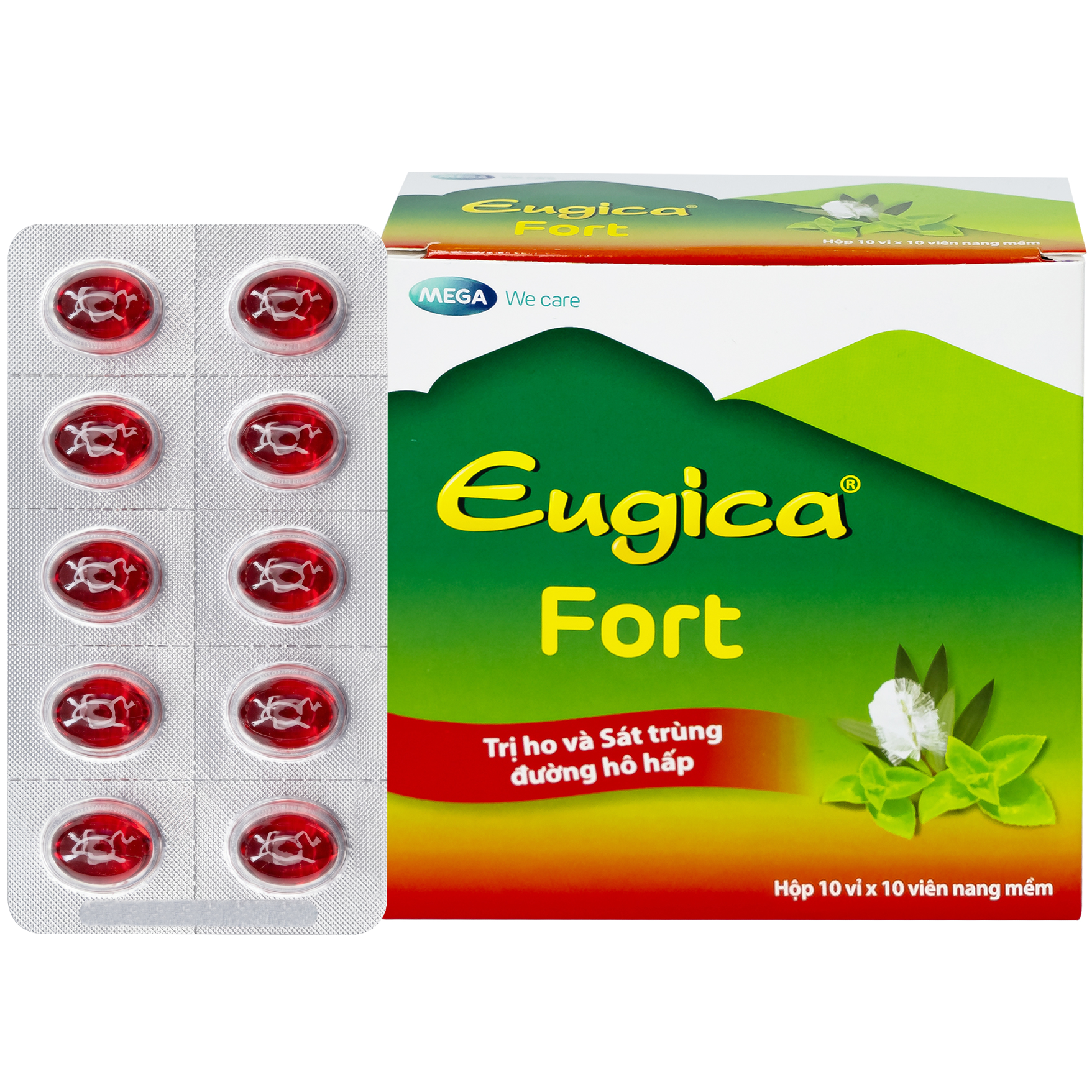 Eugica Fort điều trị ho đau họng sổ mũi cảm cúm (hộp 100 viên)