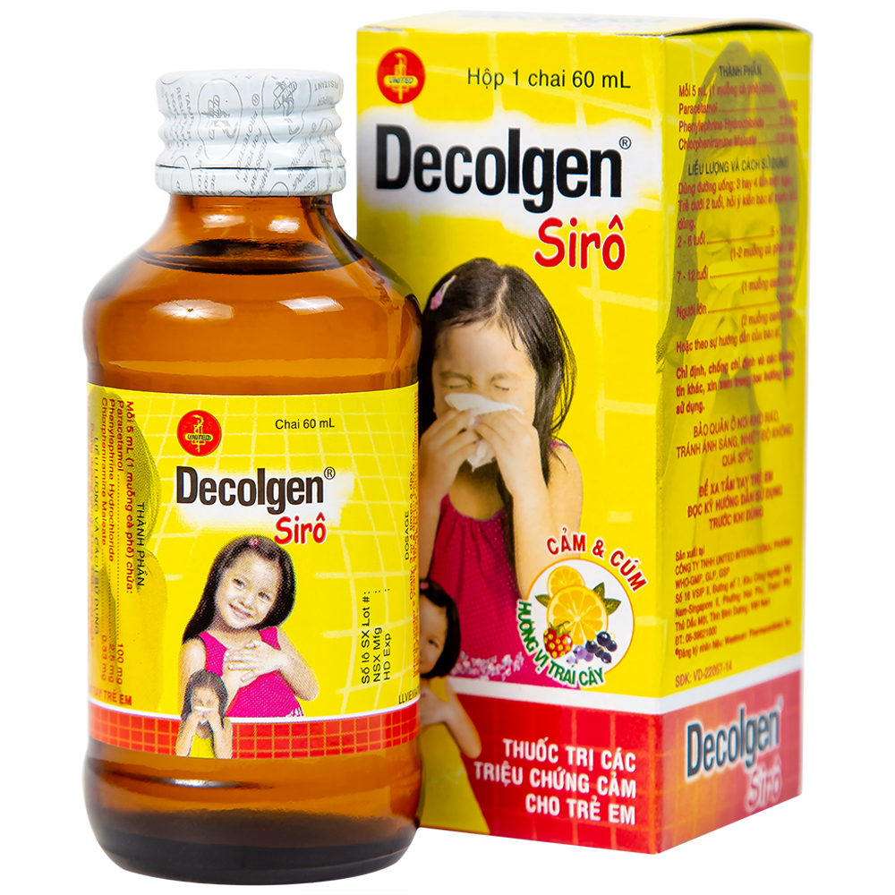 Siro thuốc Decolgen Syrup trị các triệu chứng ho cảm thông thường (chai 60ml)