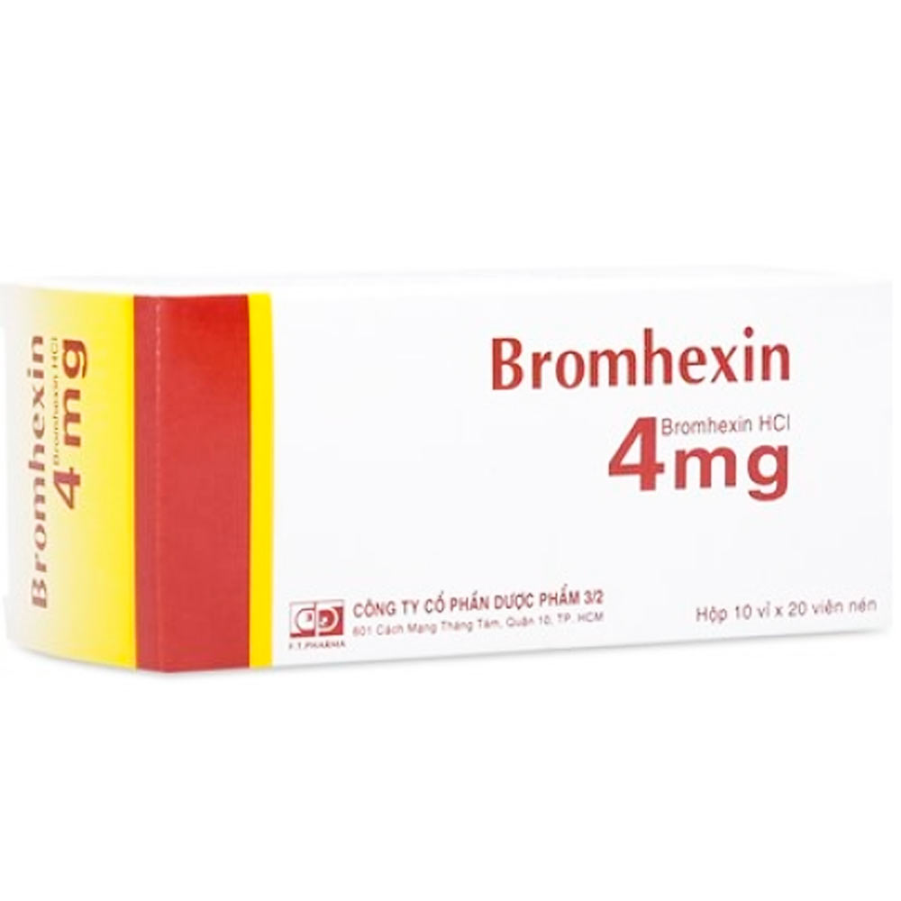 Thuốc Bromhexin 4mg FT Pharma tiêu nhầy, loãng đàm, giảm ho (10 vỉ x 20 viên)