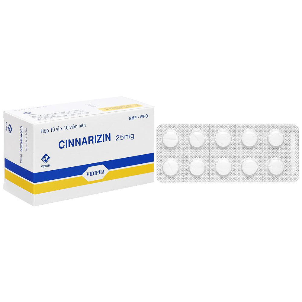 Thuốc Cinnarizin trị rối loạn tiền đình, chóng mặt (Hộp 100 viên)