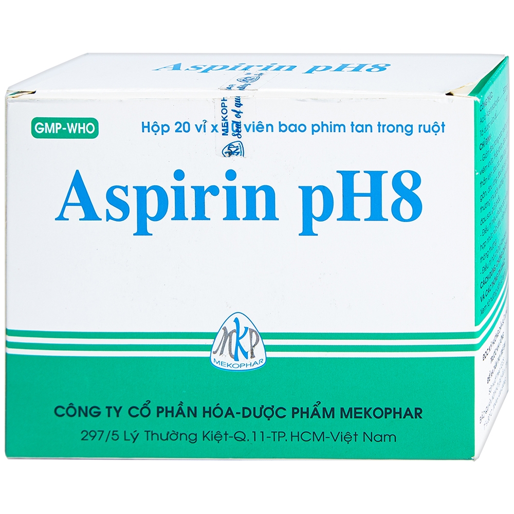 Thuốc Aspirin pH8 giảm đau, hạ sốt (Hộp 20 vỉ x 10 viên)
