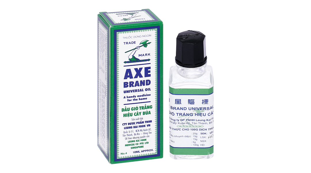 Dầu gió trắng hiệu cây búa Axe Brand trị cảm cúm, sổ mũi, chóng mặt, say tàu xe (chai 10ml)