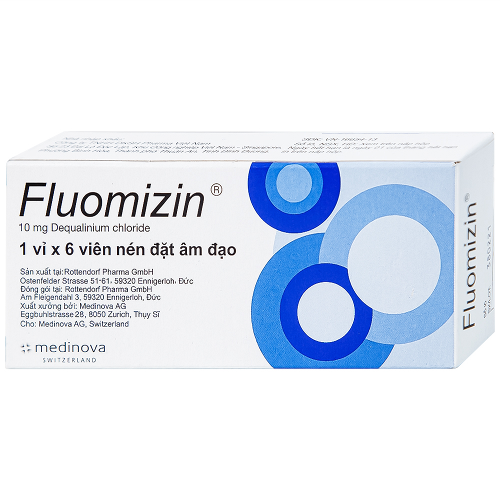 Viên đặt âm đạo Fluomizin 10mg điều trị nhiễm nấm âm đạo, nhiễm khuẩn âm đạo (1 vỉ x 6 viên)