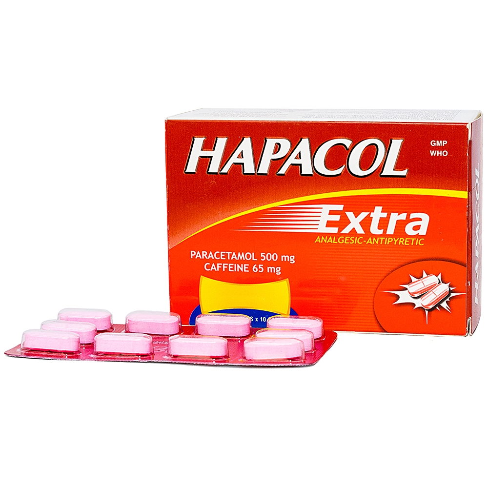 Thuốc Hapacol 500mg Extra giảm đau đầu, đau họng (10 vỉ x 10 viên)