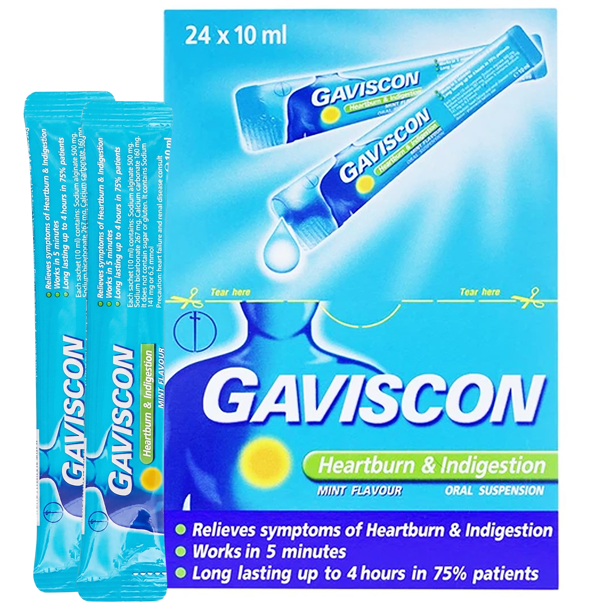 Thuốc Gaviscon Suspension trị trào ngược dạ dày thực quản (24 gói x 10ml)