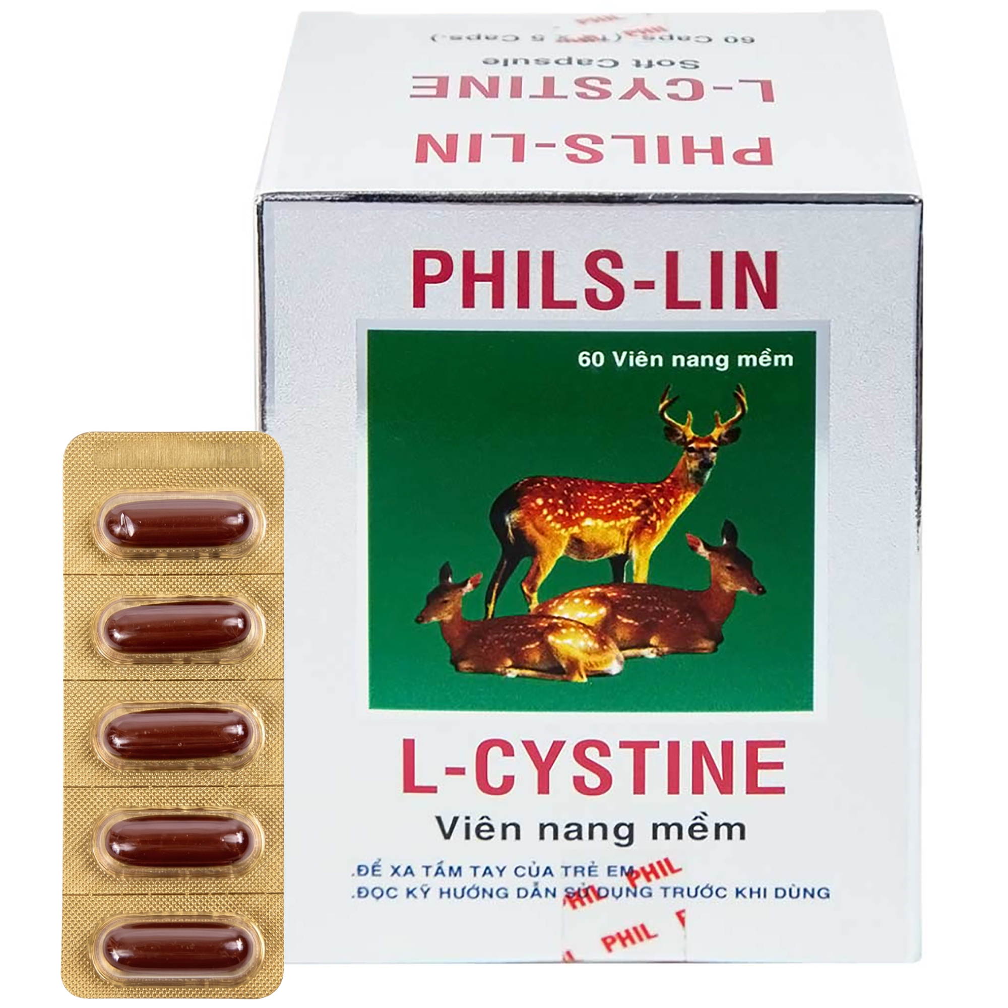 Thuốc L-Cystine 500mg Phils Lin tốt cho da tóc móng (12 vỉ x 5 viên)