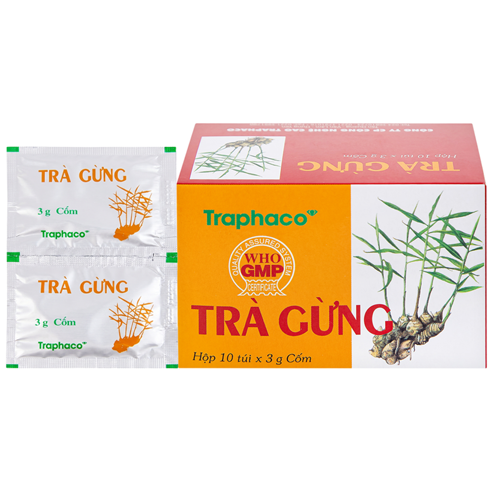 Cốm trà Trà gừng Traphaco điều trị đau bụng do lạnh, đầy trướng, không tiêu (10 túi x 3g)