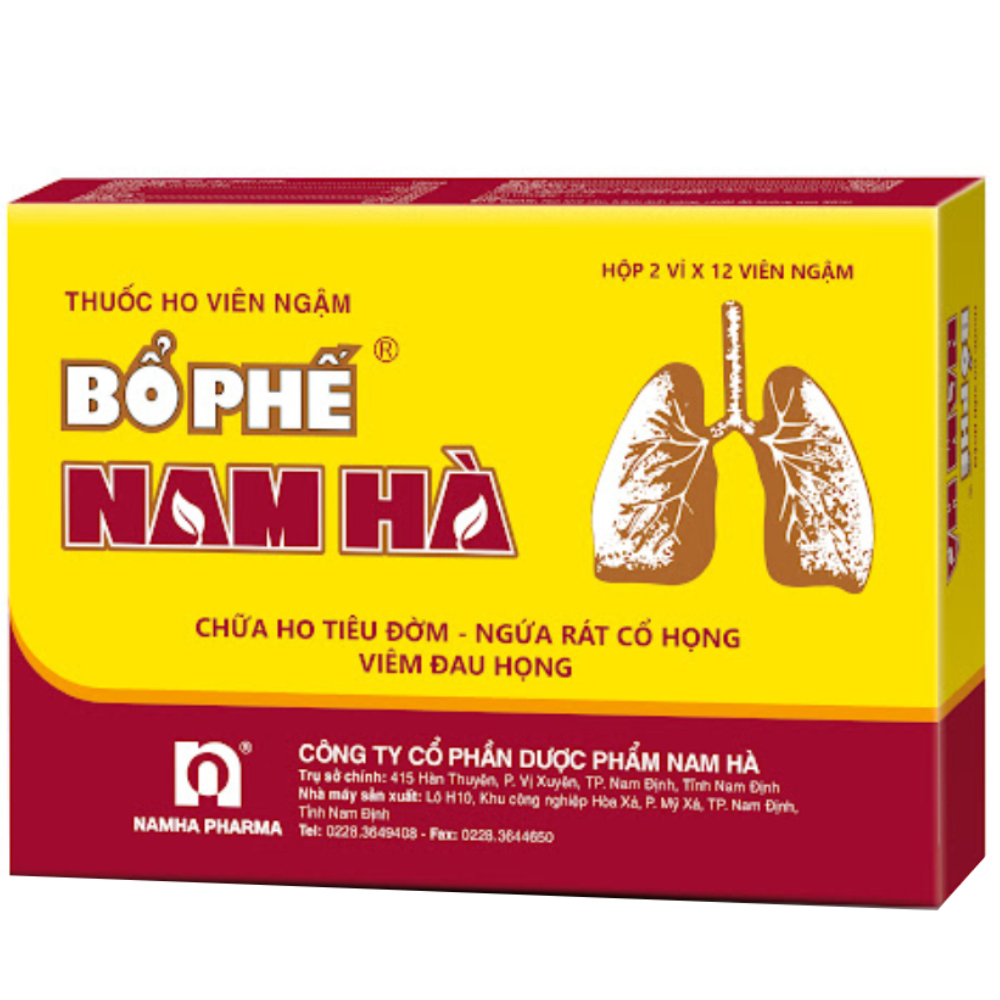 Viên ngậm Bổ phế Nam Hà giúp tiêu đờm và trị viêm phế quản (2 vỉ x 12 viên)