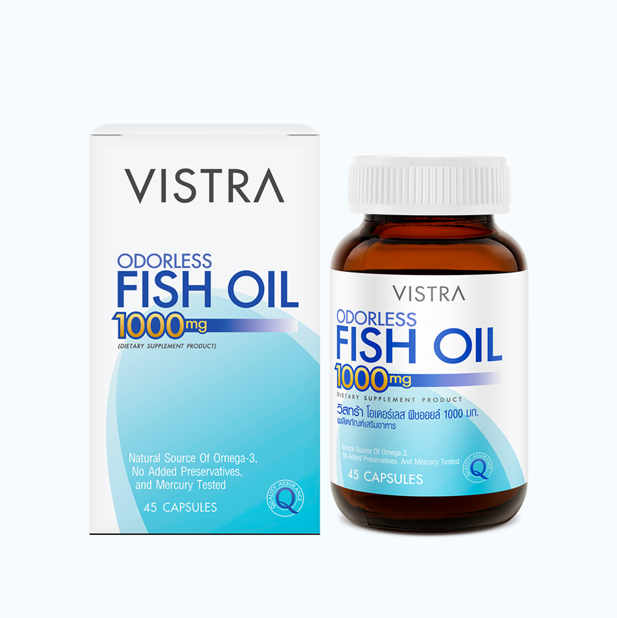 Thực phẩm bảo vệ sức khỏe Vistra Odorless Fish Oil 1000mg (Hộp 45 Viên)