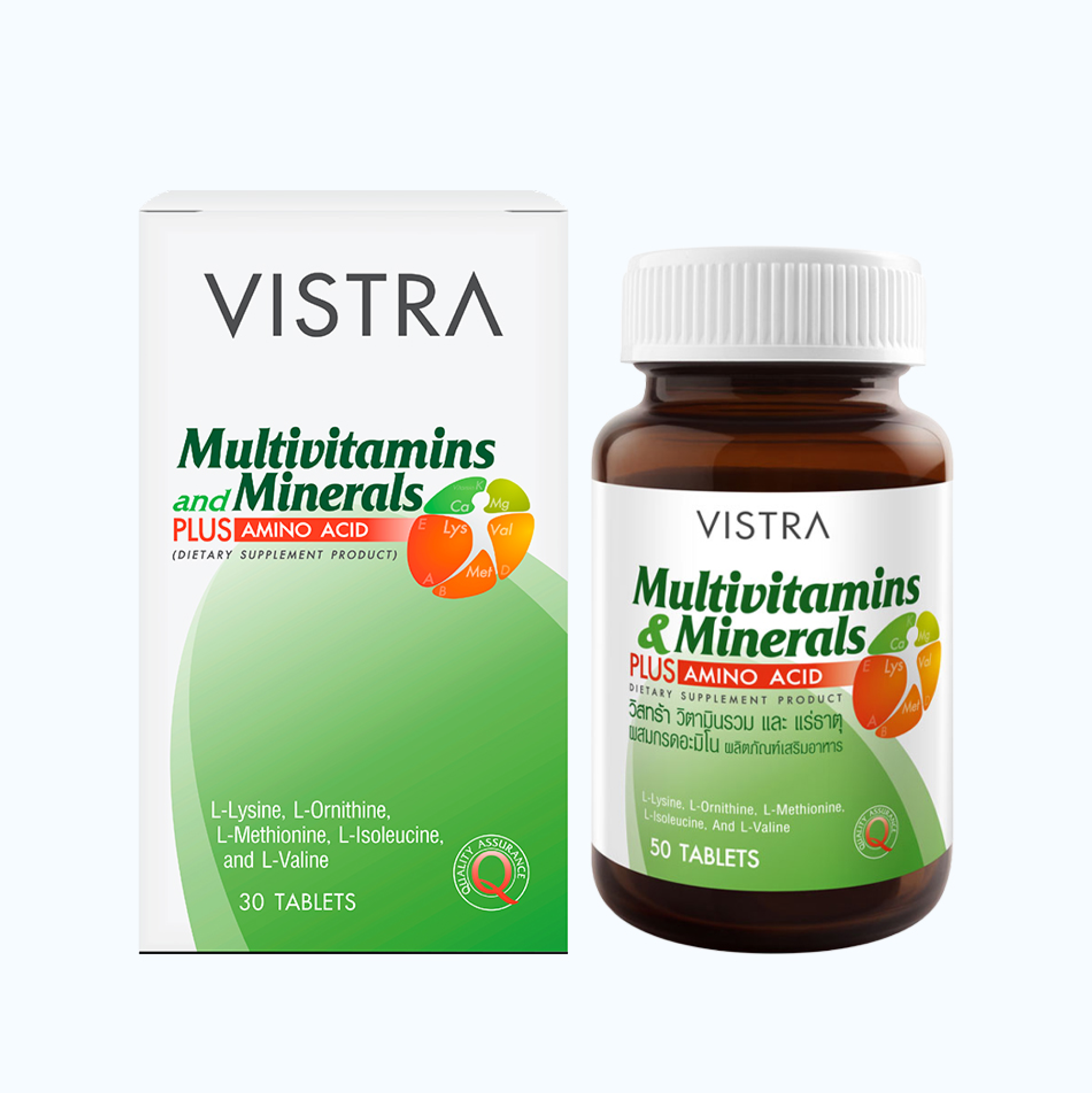 Thực phẩm bảo vệ sức khỏe Vistra Multivitamins và Minerals Plus Amino Acid Hộp 30 Viên