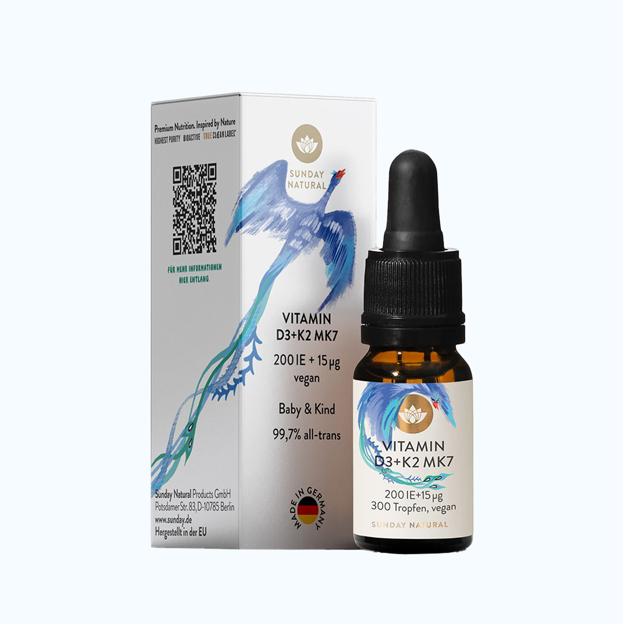 Thực phẩm bảo vệ sức khỏe VITAMIN D3 + K2 MK7 200 IE + 15µg VEGAN