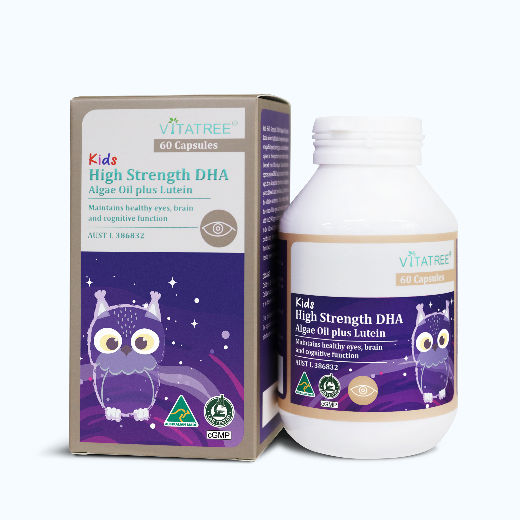 Thực phẩm bảo vệ sức khỏe Kids High Strength DHA Algae Oil plus Lutein (Hộp 60 Viên)