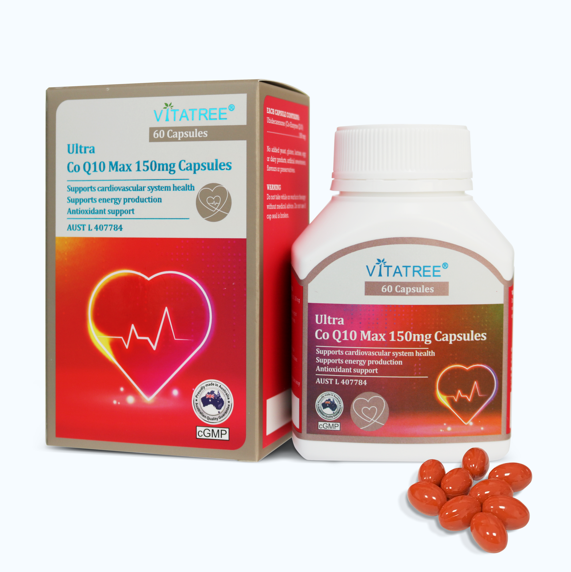 Thực phẩm bảo vệ sức khoẻ Vitatree Ultra Co Q10 Max 150mg Capsules (Hộp 60 Viên)