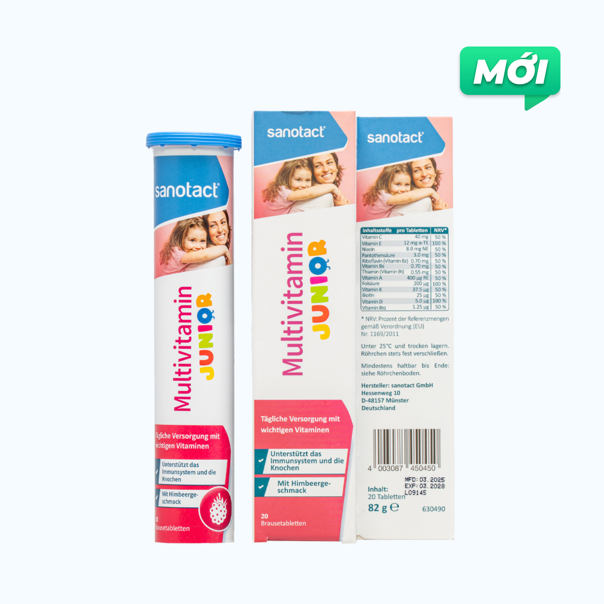 Sanotact Multivitamin Junior hỗ trợ tăng sức đề kháng cho trẻ (Tuýp 20 viên)