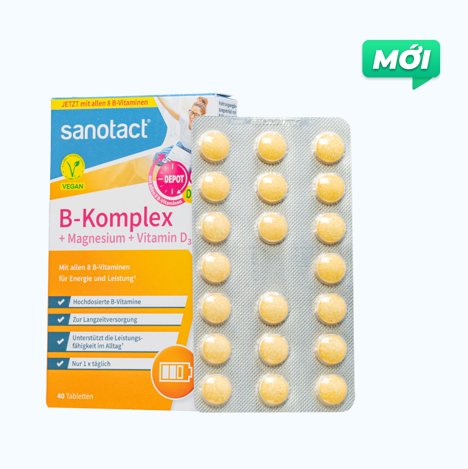 Sanotact B-Komplex Magnesium D3 hỗ trợ tăng sức đề kháng (Hộp 40 viên)