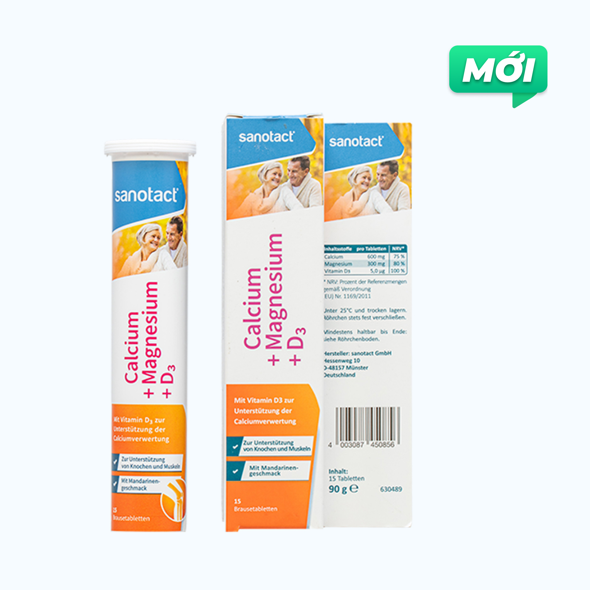 SANOTACT CALCIUM MAGNESIUM D3 Hỗ Trợ Chắc Xương Răng (Tuýp 15v)