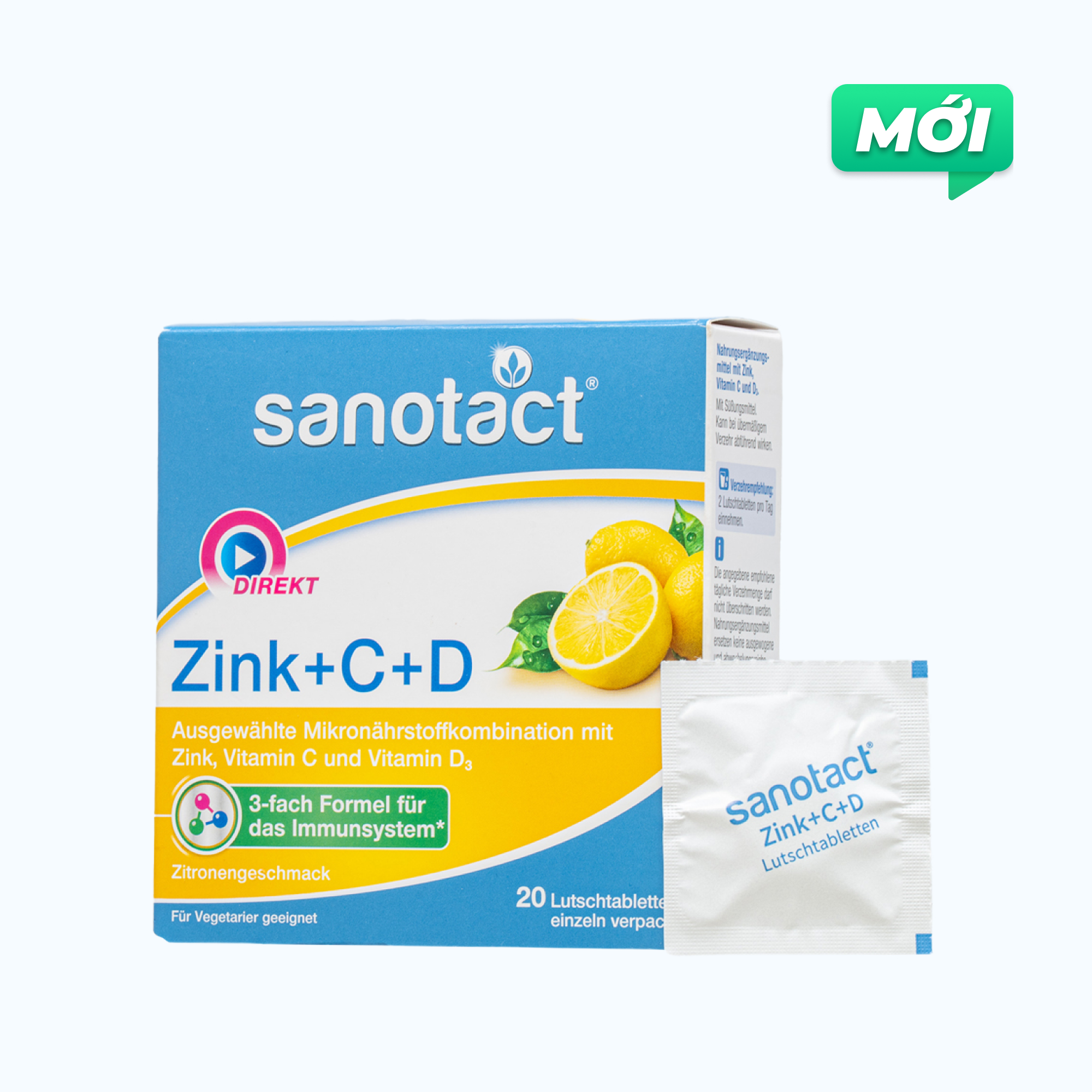 SANOTACT ZINK + C + D LUTSCHTABLETTEN Hỗ Trợ Tăng Sức Đề Kháng (Hộp 20 viên)
