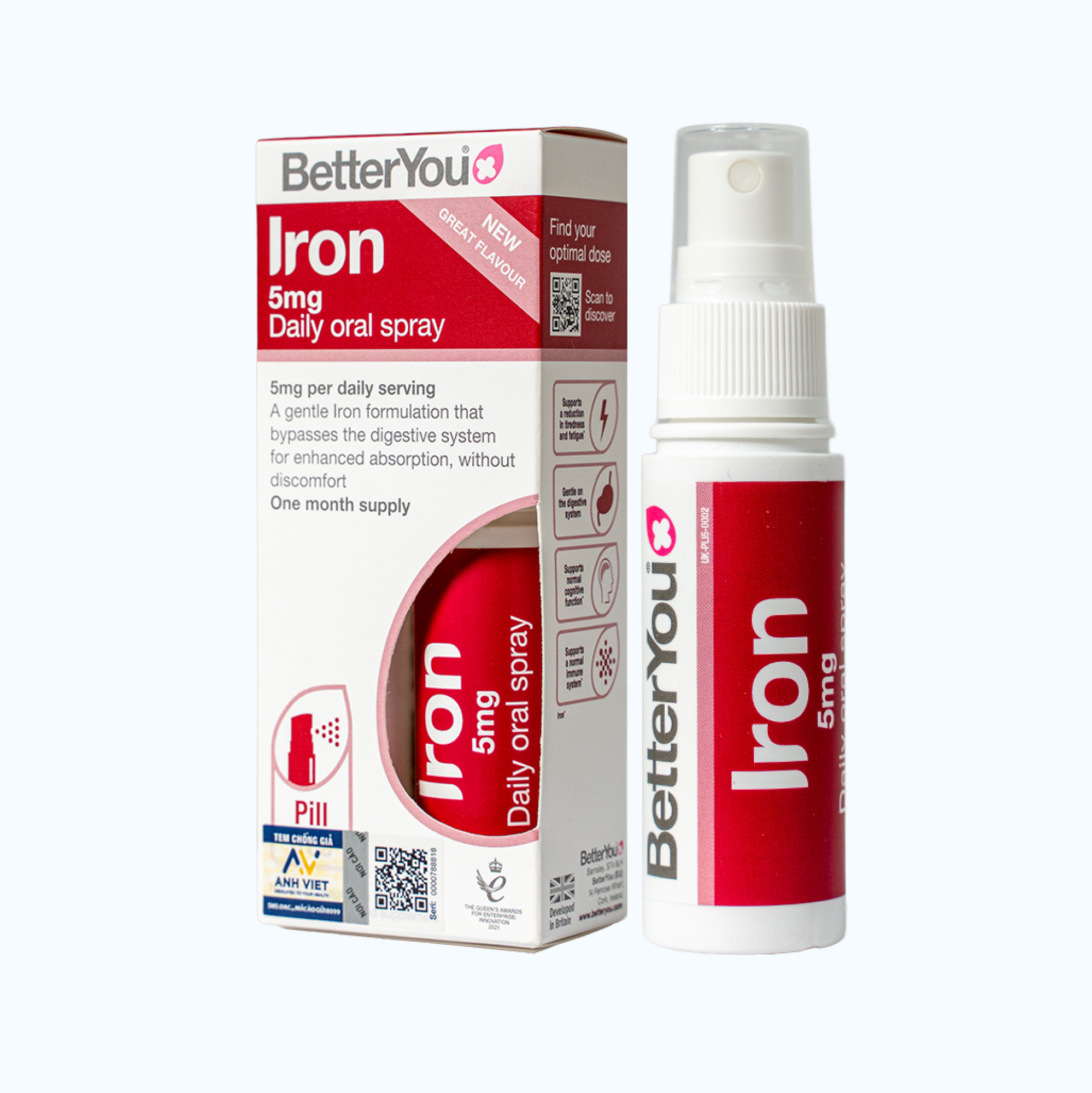 Thực phẩm bảo vệ sức khỏe BetterYou Iron 5mg Daily Oral Spray