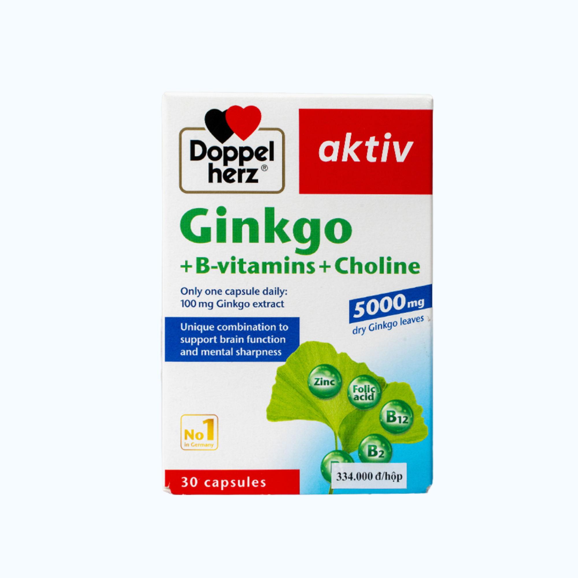 DOPPELHERZ Ginkgo Giúp Tăng Cường Tuần Hoàn Não (Hộp 30 Viên)