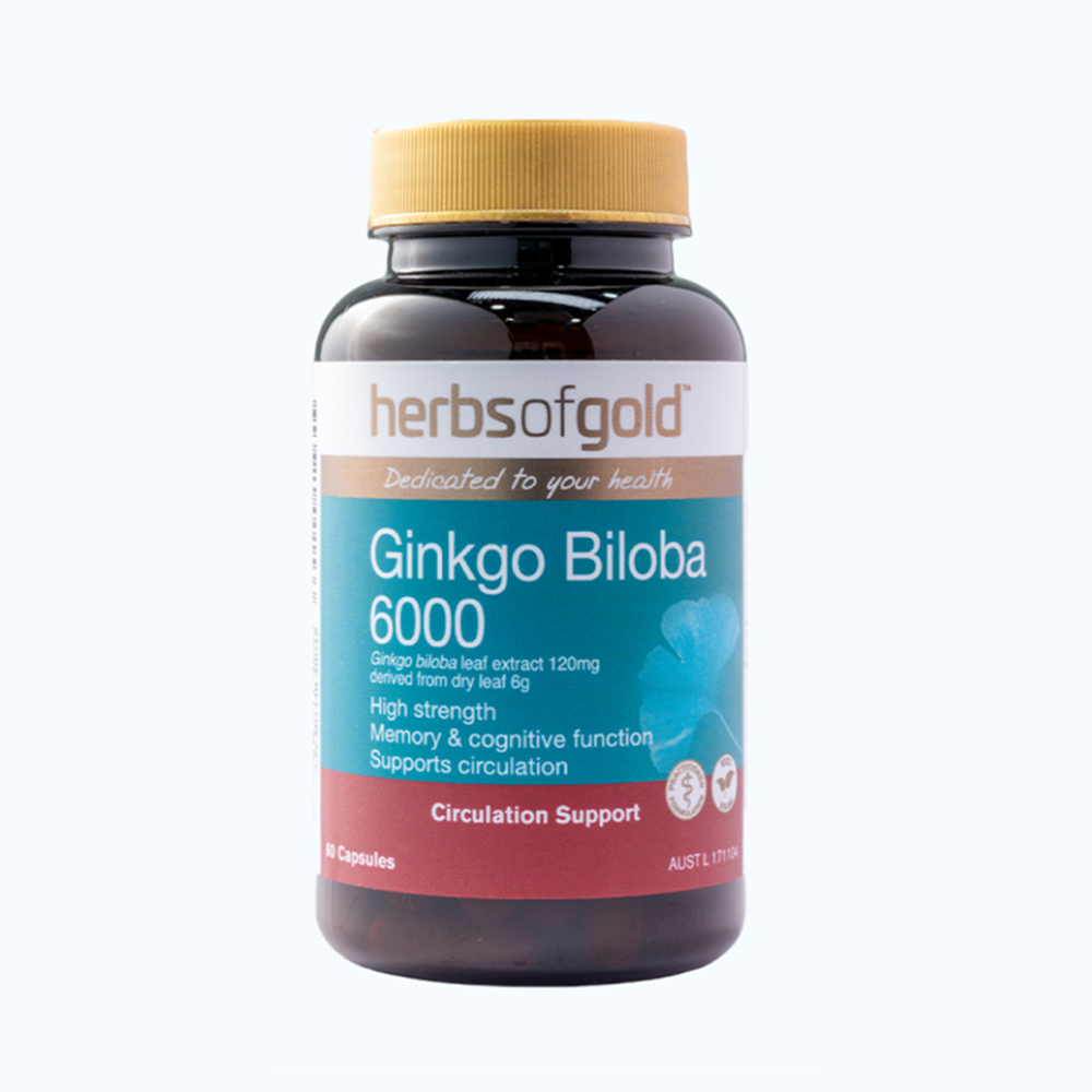 Thực phẩm bảo vệ sức khỏe Herbs of Gold Ginkgo Biloba 6000 (60 viên)