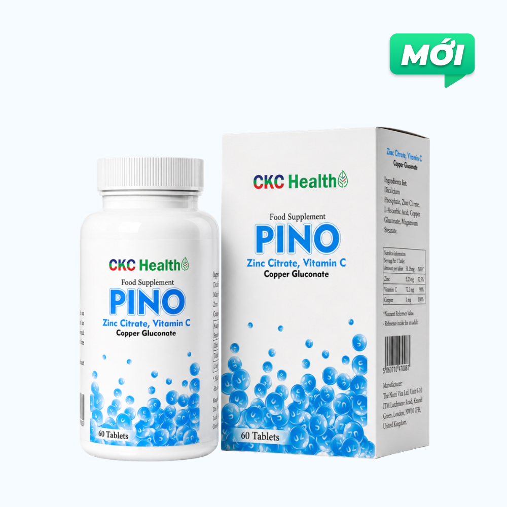 Thực phẩm bảo vệ sức khỏe Pino Zinc, Vitamin C Tăng Cường Đề Kháng (Hộp 60 Viên)