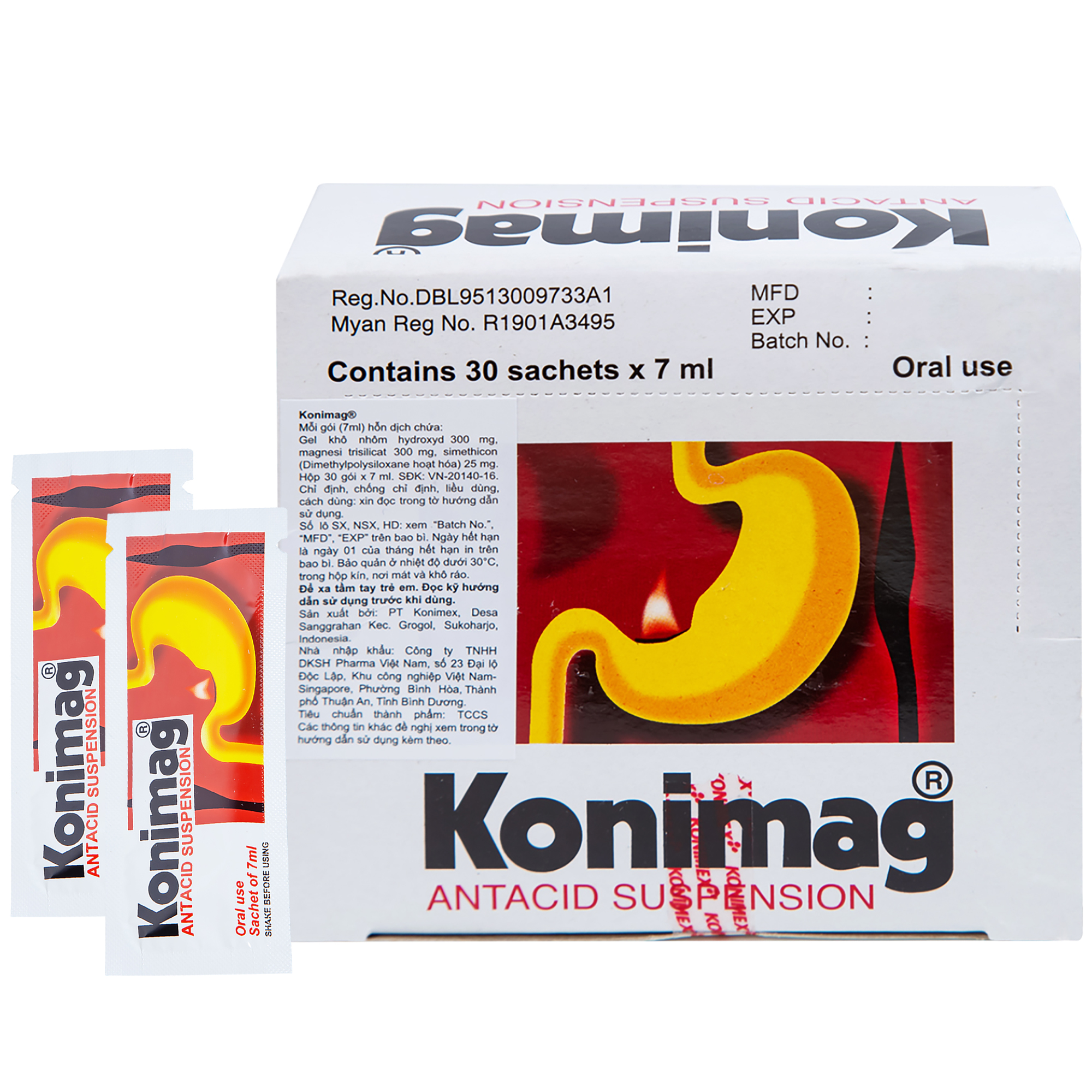 Hỗn dịch uống Konimag (hộp 30 gói) hỗ trợ giảm buồn nôn, khó tiêu do dư acid