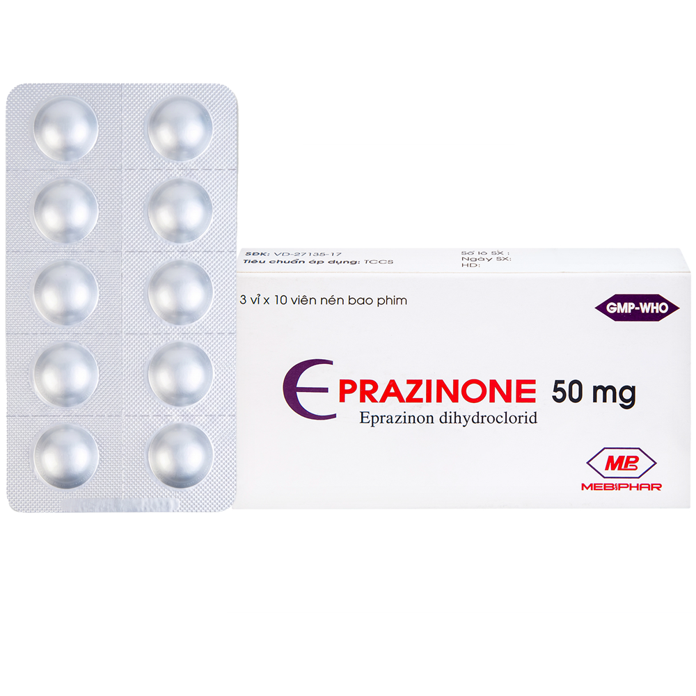 Eprazinone trị viêm phế quản, suy hô hấp, viêm mũi (3 vỉ x 10 viên)