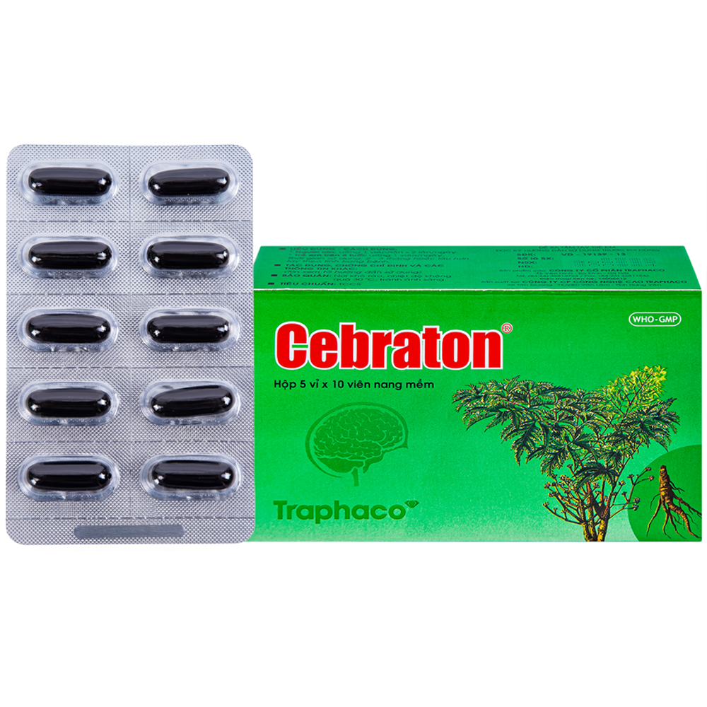 Thuốc bổ não Cebraton tăng cường trí nhớ (5 vỉ x 10 viên)