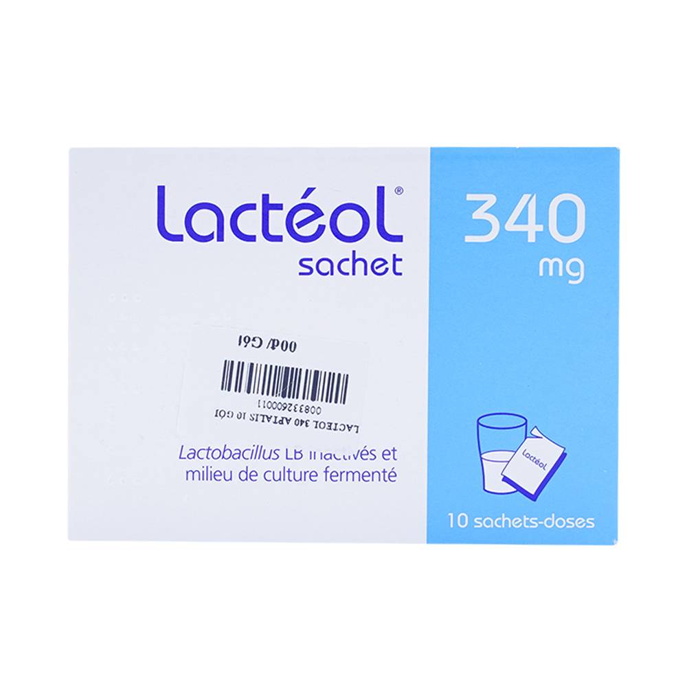 Thuốc Lactéol 340mg trị tiêu chảy ở người lớn, trẻ em, trẻ sơ sinh (hộp 10 gói)