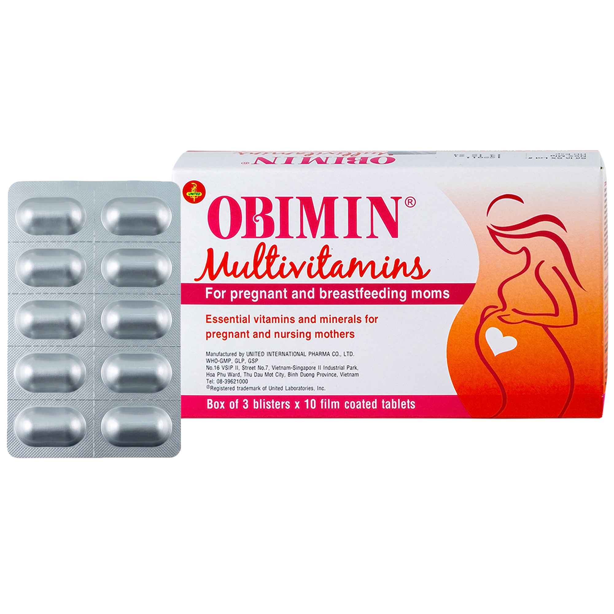 Thuốc Obimin bổ sung vitamin và khoáng chất cho phụ nữ có thai và cho con bú (3 vỉ x 10 viên)