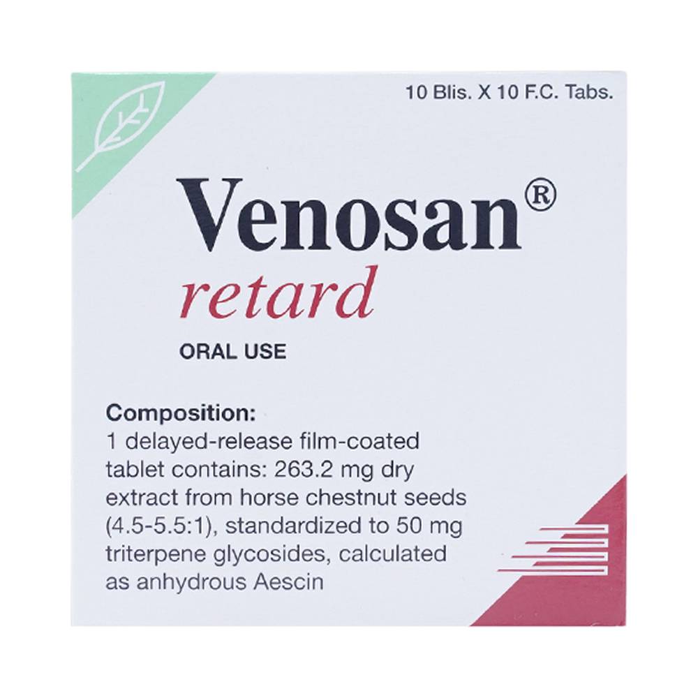 Thuốc Venosan retard ngăn ngừa và điều trị rối loạn tuần hoàn (10 vỉ x 10 viên)