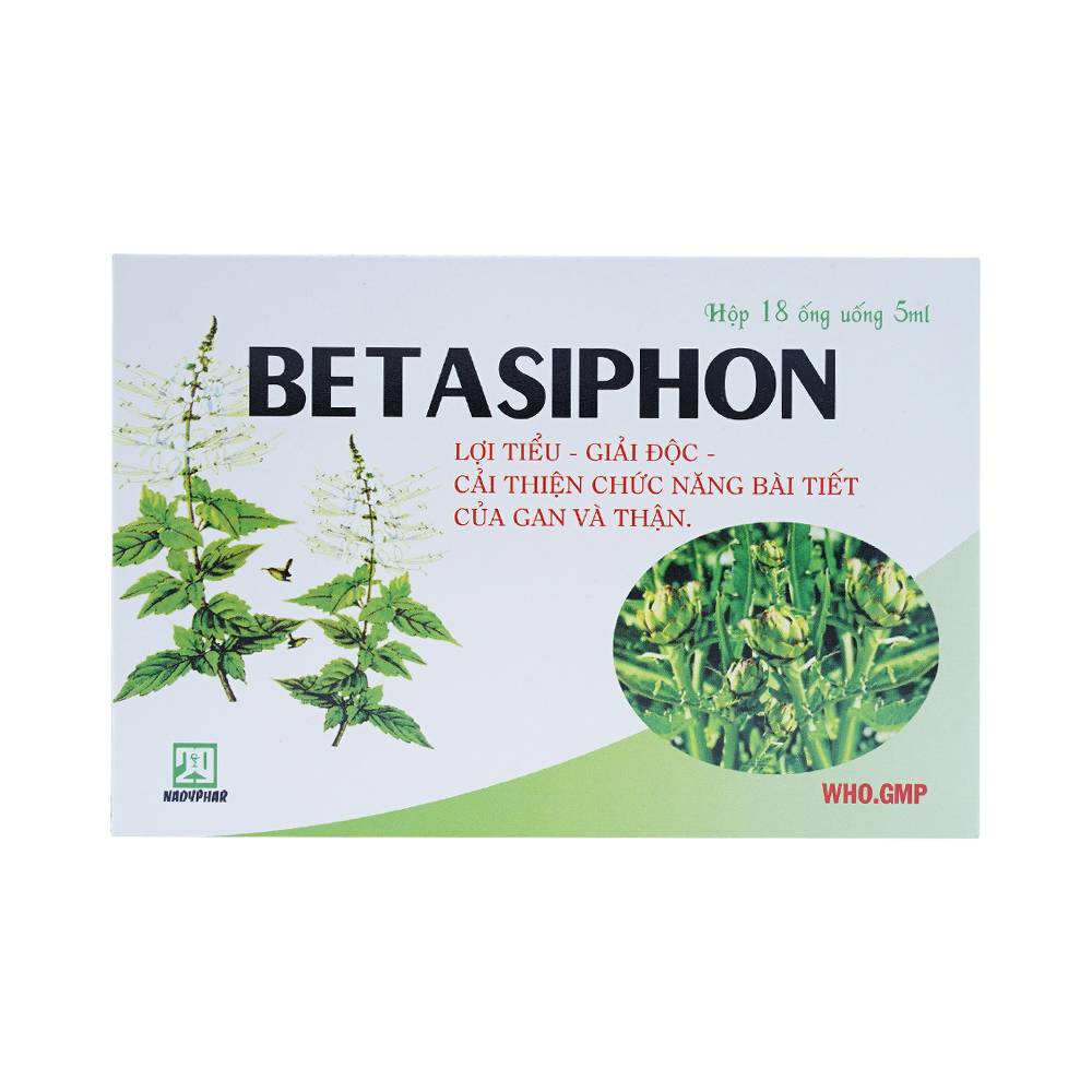 Dung dịch uống Betasiphon hỗ trợ các bệnh lý về gan mật, tiêu hóa, giải độc gan (hộp 18 ống)