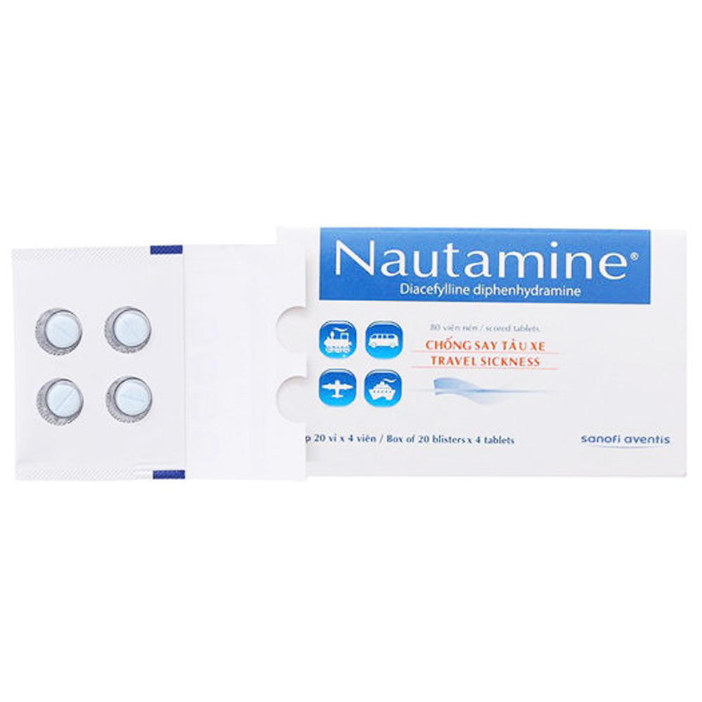 Thuốc Nautamine Tab chống say tàu xe 90mg (20 vỉ x 4 viên)