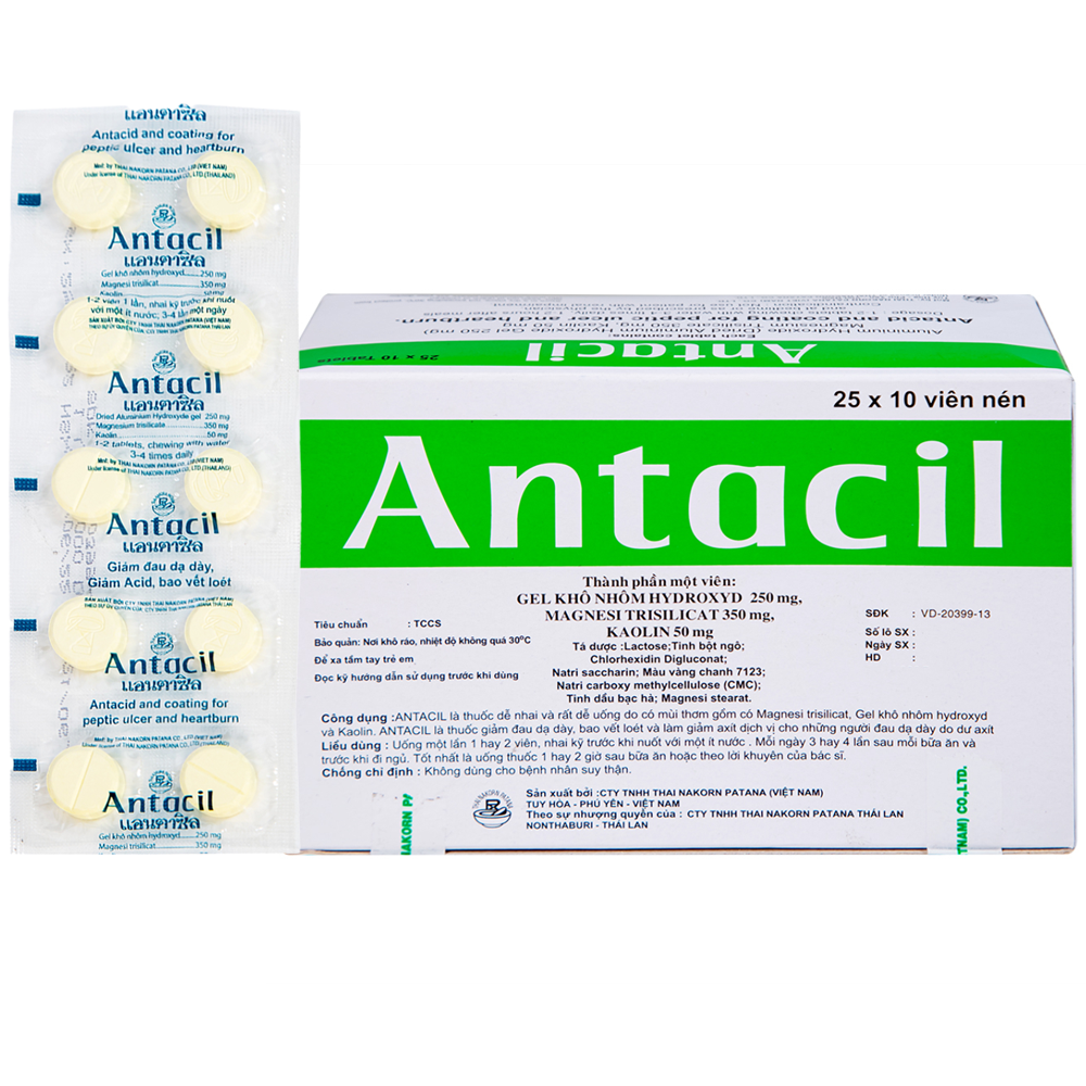 Thuốc Antacil điều trị bệnh loét dạ dày, tá tràng (25 vỉ x 10 viên)