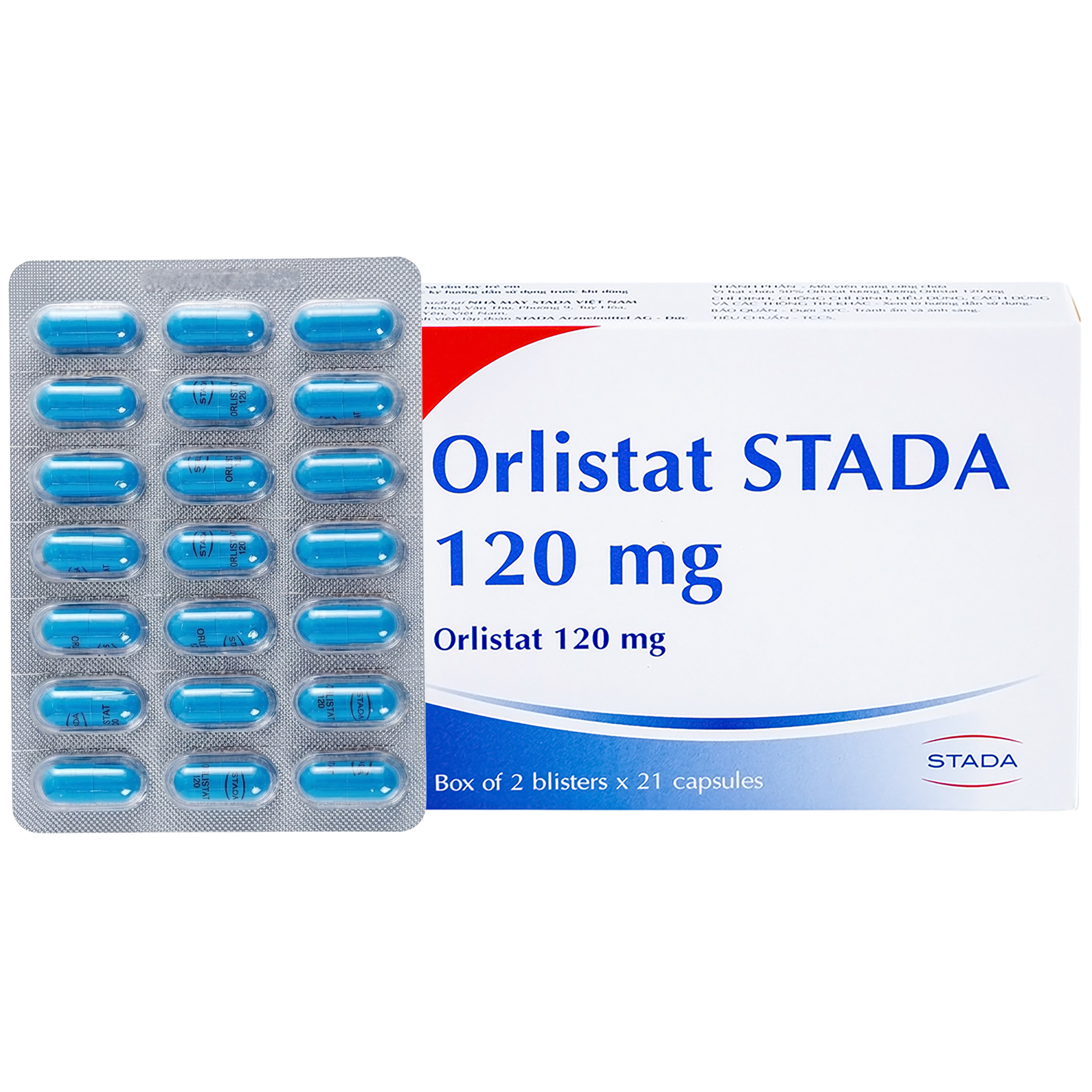Thuốc Orlistat Stada giảm calo trong điều trị béo phì, thừa cân (2 vỉ x 21 viên)