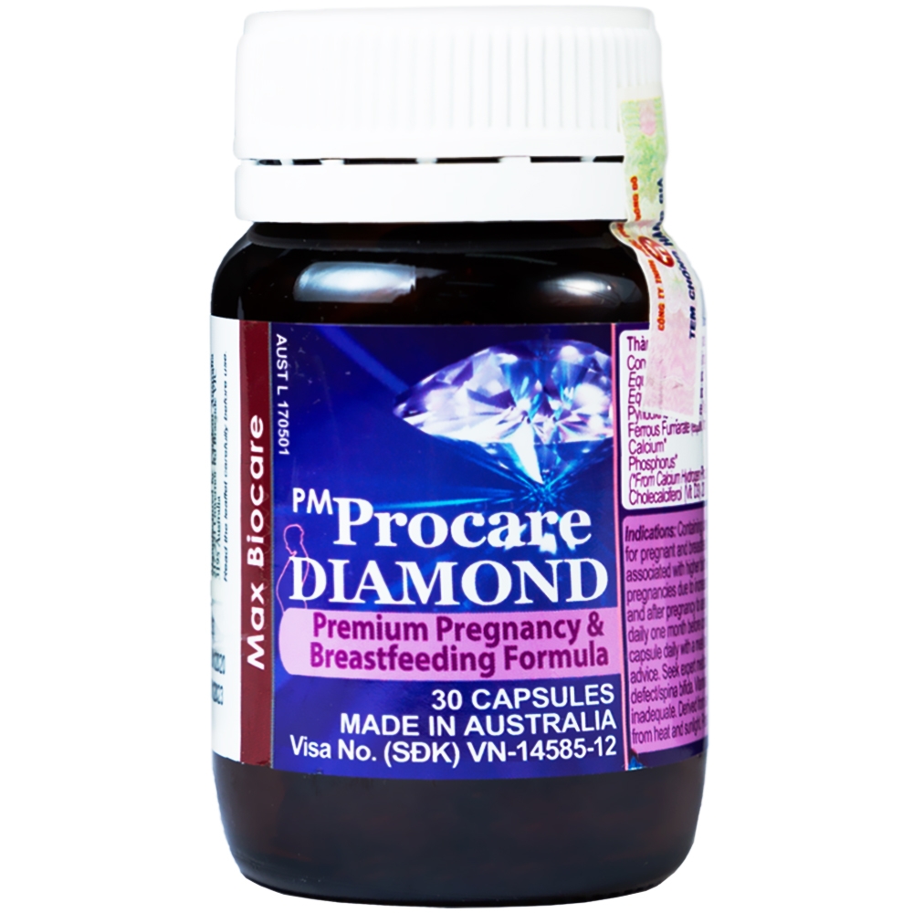 Thuốc PM Procare Diamond bổ sung vitamin, Omega-3 cho phụ nữ có thai,cho con bú (chai 30 viên)