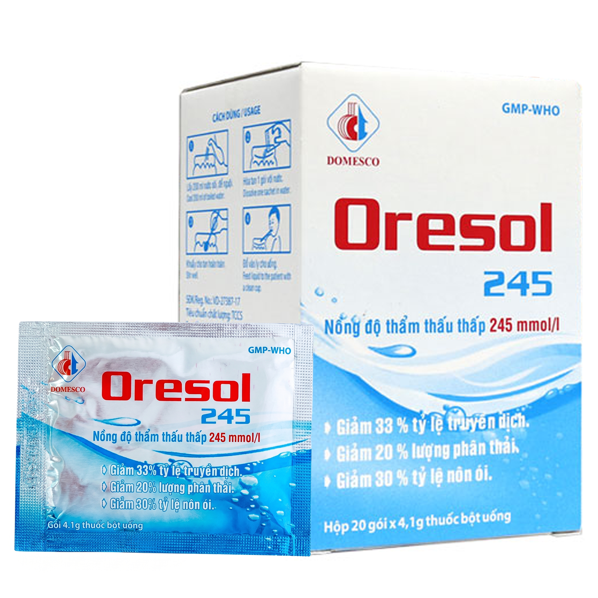Thuốc ORESOL 245 phòng và bù nước, điện giải (Hộp 20 gói)